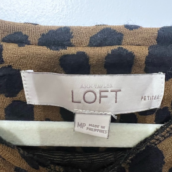 LOFT Animal Print Long Sleeve Top - Black and Brown - Picture 5 of 7